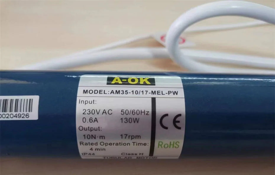 A-OK AM35 10/17 Smart Rolling Tubular Motor,RF433 Remote+Tuya wifi App,for 40/45mm/47mm/50mm Tube,for Rolling Blinds,230V/120V