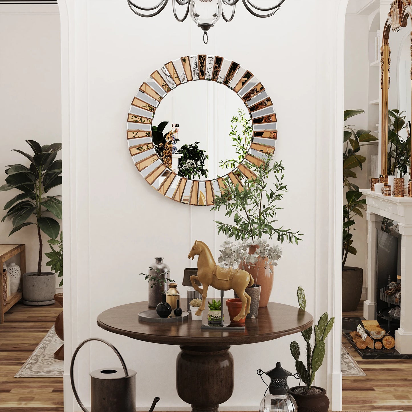 Radiant Sunburst Beveled Edge Mirror - Stunning Wall Accent