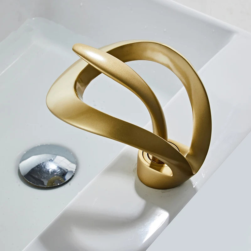 Matte Golden Black Waterfall Basin Faucet