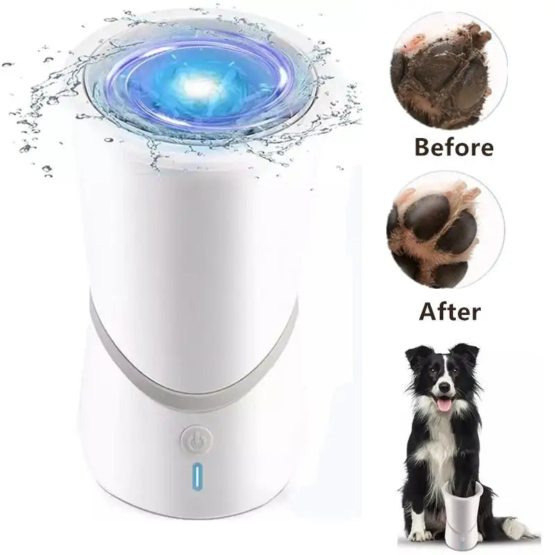 Portable Automatic Dog Paw Cleaner Cup - Rechargeable 2 in 1 Pet Foot Washer with Soft Brush - High Power - Suitable for Big Dogs and Cats