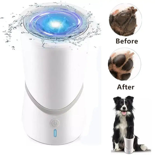 Portable Automatic Dog Paw Cleaner Cup - Rechargeable 2 in 1 Pet Foot Washer with Soft Brush - High Power - Suitable for Big Dogs and Cats