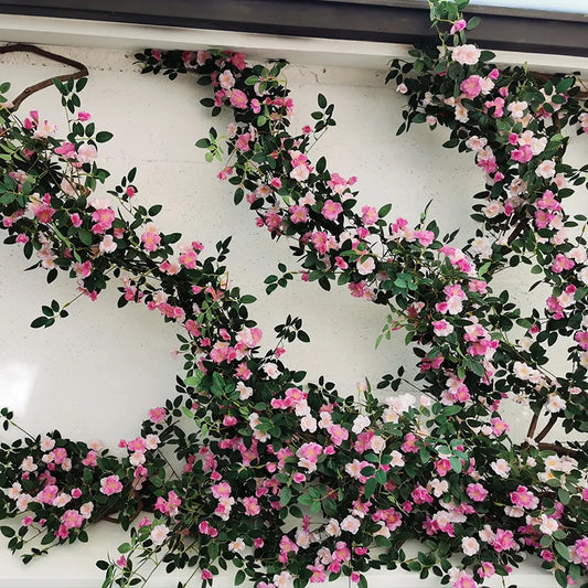 Artificial Wild Rose Vine - Elegant Wall Hanging Decoration