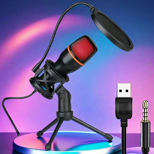 Professional Condenser Microphone Kit, RGB Lighting & Tripod Stand, Perfect for Streaming, YouTube, Podcasts & Recording