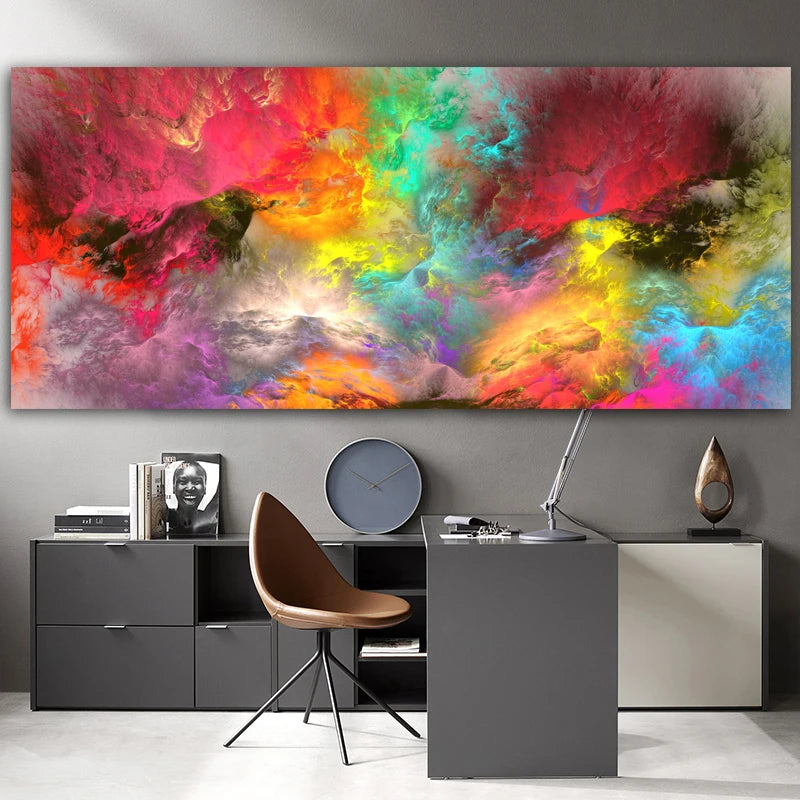 Grey Yellow Cloud Abstract Canvas Art