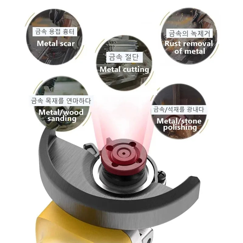 100/125mm 4 Gears Cordless Brushless Angle Grinder Fit for Dewalt 18V 20V Battery - for Grinding Cutting Woodworking