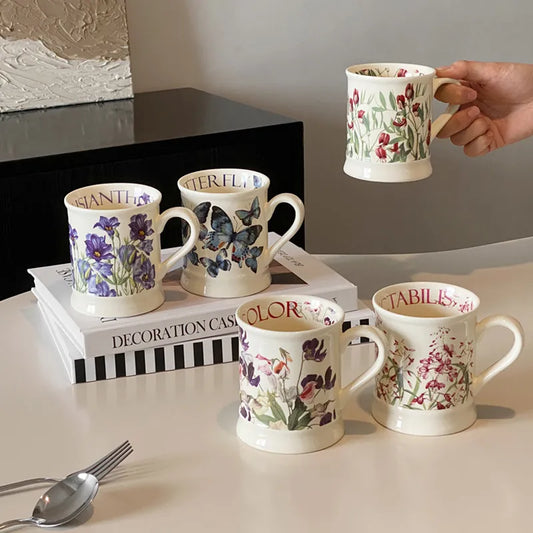 European Classical Ceramic Flower Coffee Mug