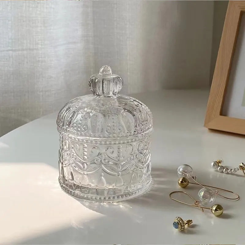 Light Luxury Glass Crystal Storage Jar - Vintage Jewelry Organiser