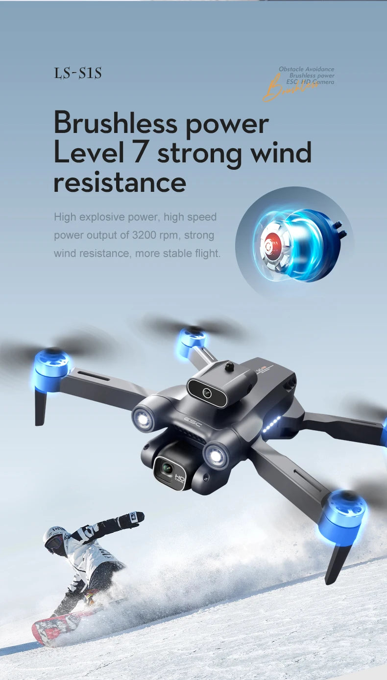 S1S Mini Brushless Drone with 4K Professional 8K HD Camera, 5G Wifi FPV, Obstacle Avoidance