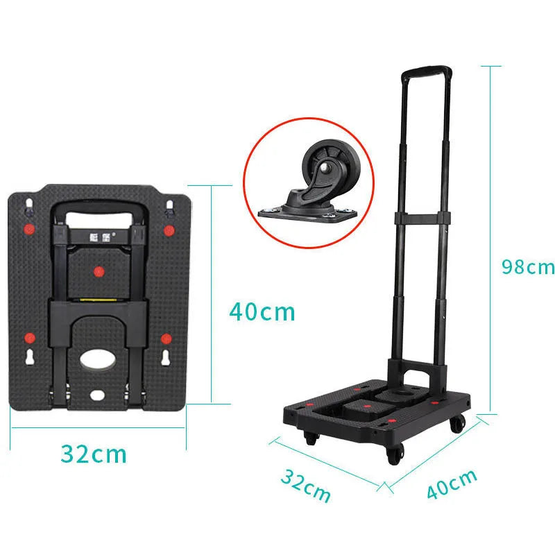 Portable Folding Aluminum Cart Dolly with 4 Wheels