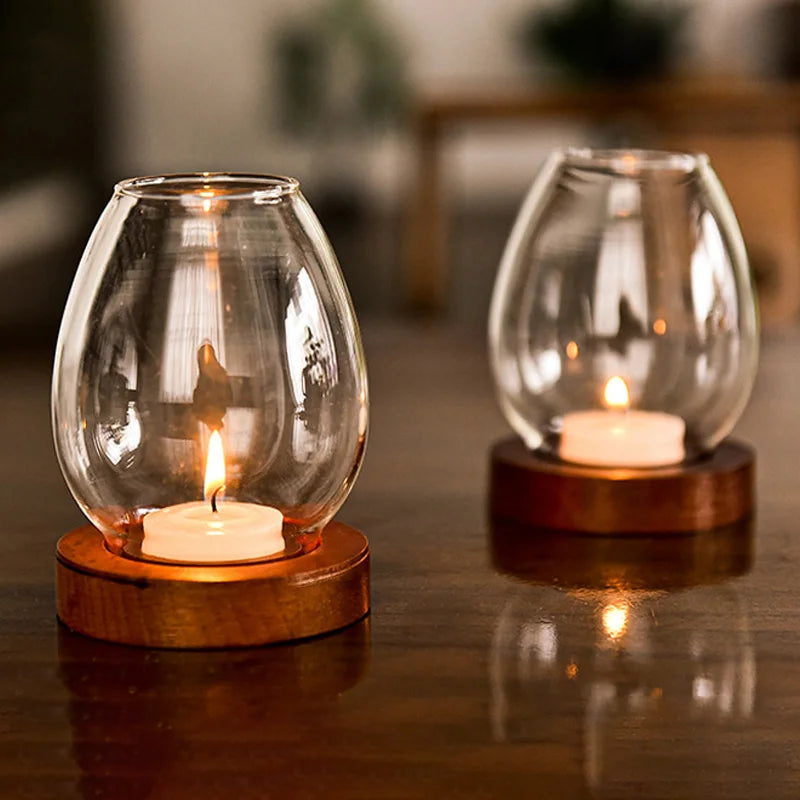 Retro Oil Lamp Glass Candle Holder - Romantic Table Decor