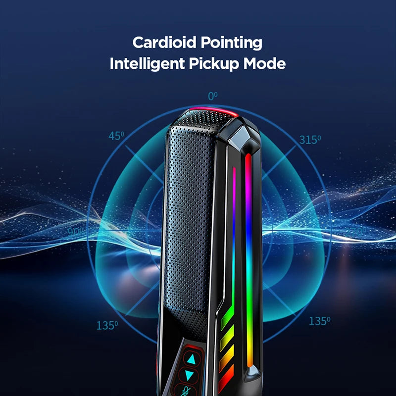 RGB Professional Live Streaming Microphone Condenser Desktop USB Noise Cancelling Podcast Mic PC Computer Studio Microphone