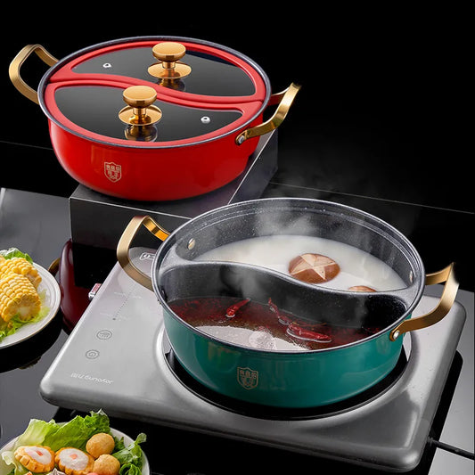 Stainless Steel Double-Flavor Hot Pot with Lid