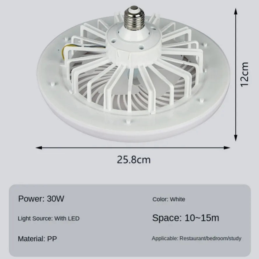 30W Ceiling Fan featuring a built-in lighting lamp and E27 converter base