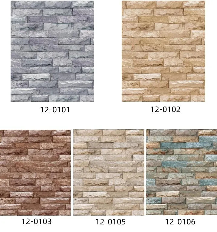 Slate Stone Brick Effect Washable Vinyl PVC Wall Paper Living room Background Wallcovering Wallpaper White Grey Red