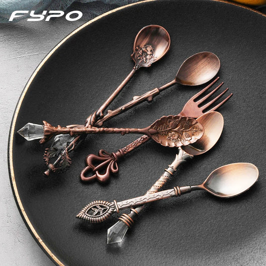 Vintage Carved Dessert Spoons Set