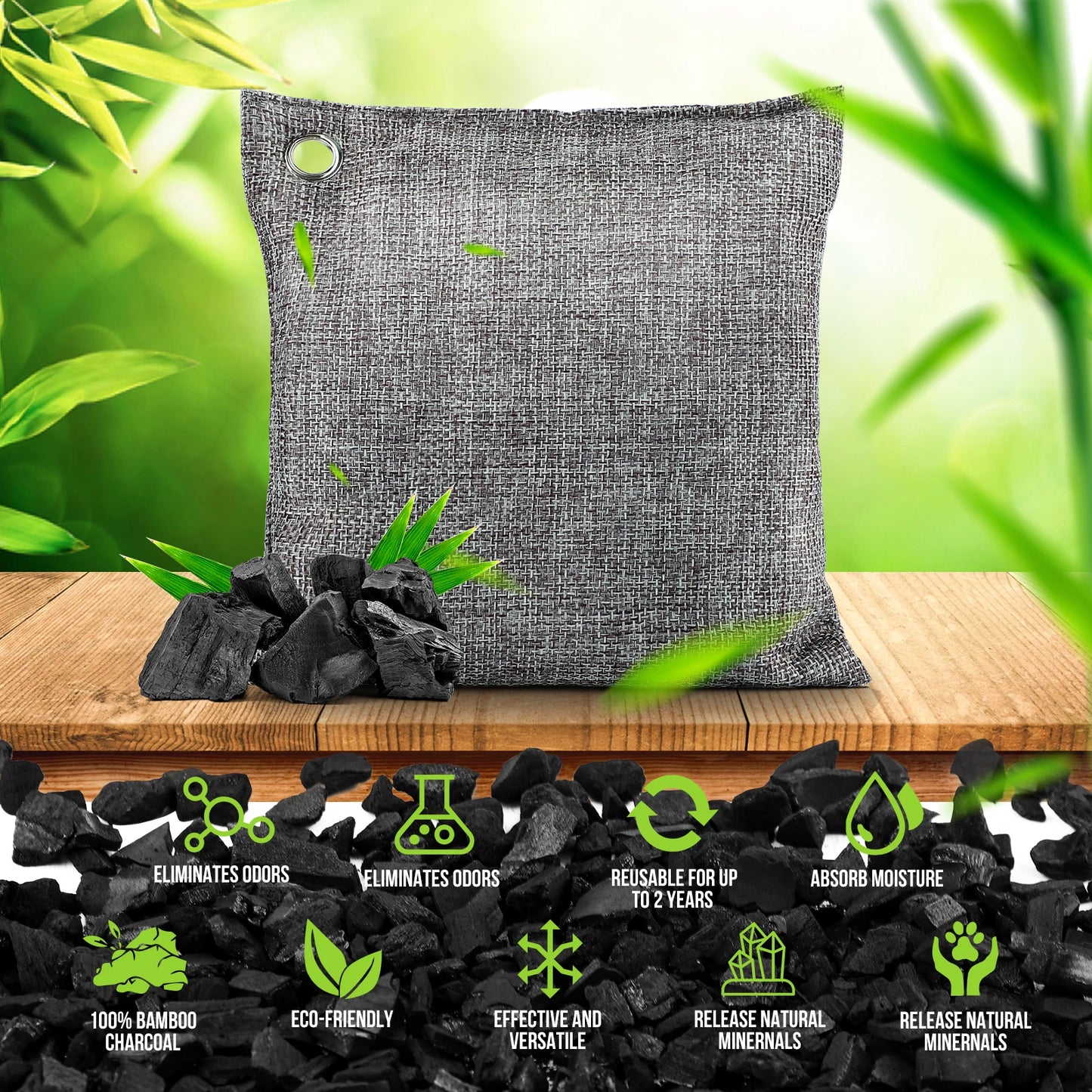 10pcs Natural Bamboo Charcoal Dehumidifier Bag Air Dehumidifier Dryer Deodorizer Odor Eliminator Moisture Absorber Air Purifier