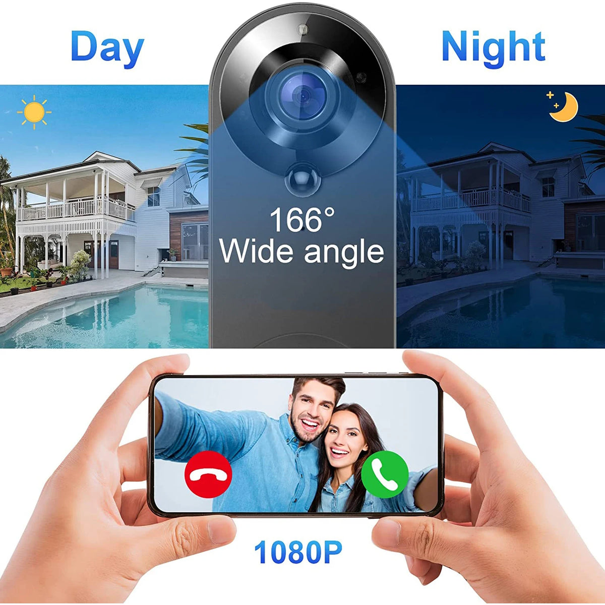 1080P Wireless WiFi Doorbell Video with Intercom