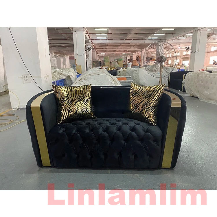 Italian Leather Elegance - Chesterfield Sectional Sofa Set