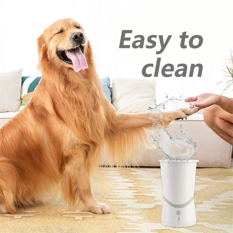 Portable Automatic Dog Paw Cleaner Cup - Rechargeable 2 in 1 Pet Foot Washer with Soft Brush - High Power - Suitable for Big Dogs and Cats