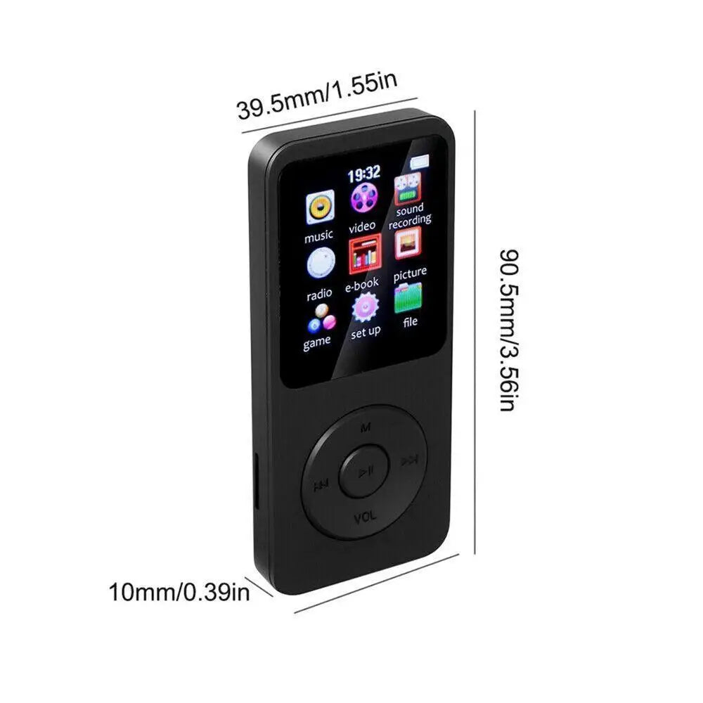 Portable MP3 Player Digital Display Screen Support 128GB Bluetooth MP4/MP3 Lossless Music Player FM Radio Walkman Recorder Sport
