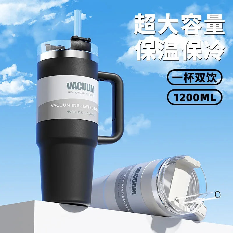 40oz Stainless Steel Tumbler with Handle & Flip Straw Lid – Hydration That Moves With You