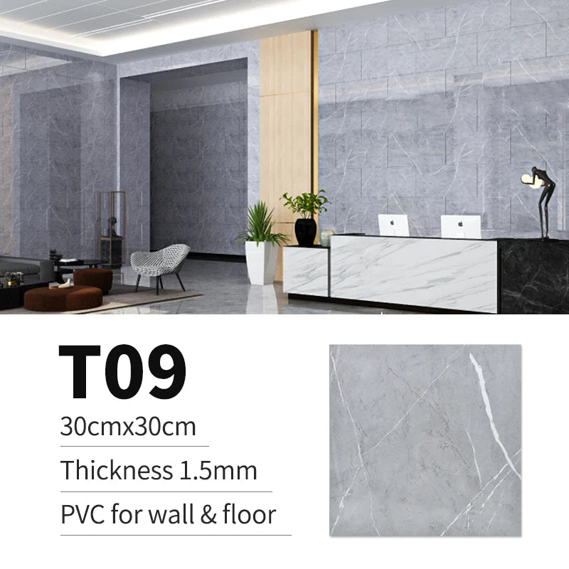 20/pcs of PVC Imitation Marble Floor Stickers Self-adhesive Wall Stickers Waterproof Bathroom Decoration Decals 30*30cm