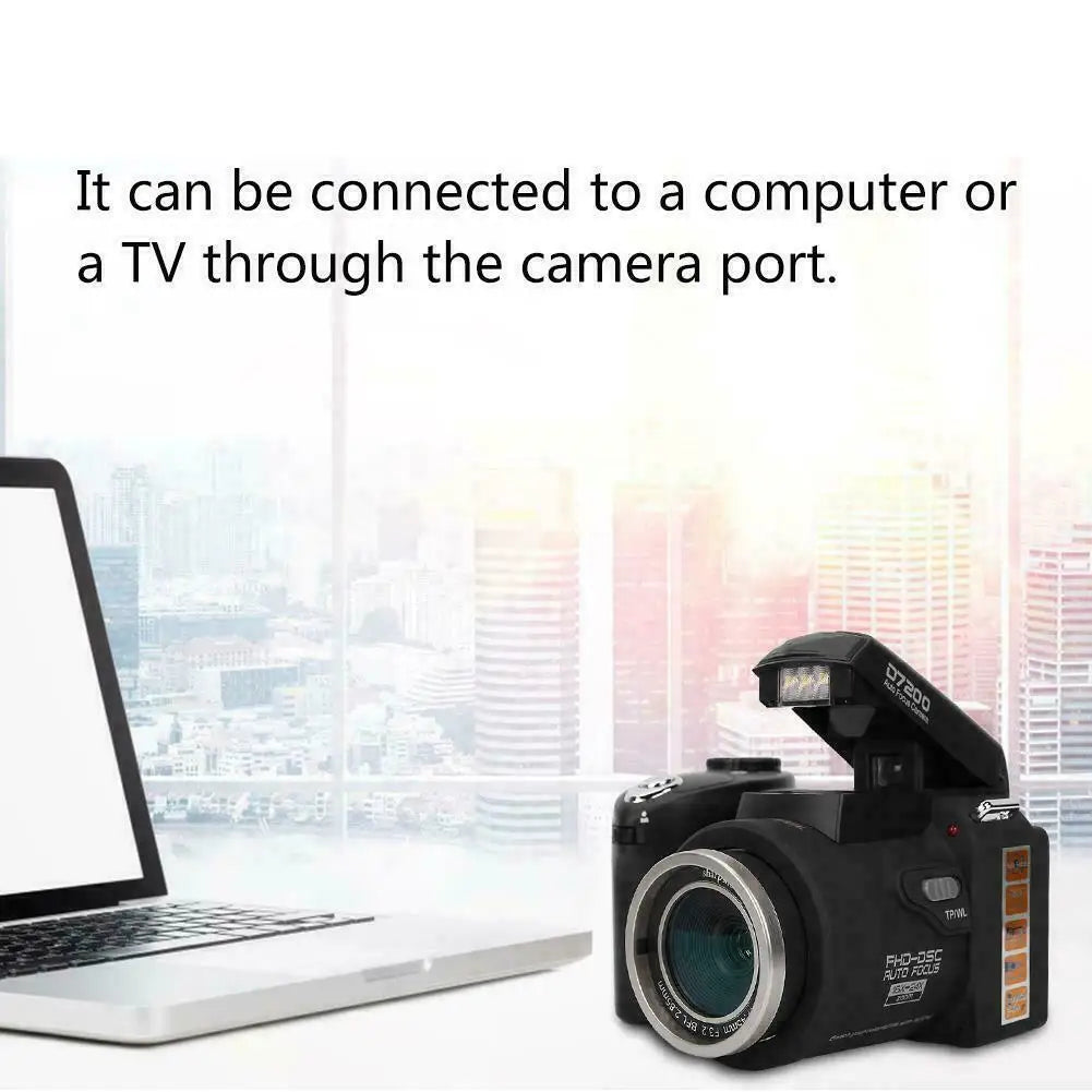 POLO D7200 HD Professional Digital Video Camera with 24X Telephoto Wide-angle, Micro Single Lithium Battery & Three Lens