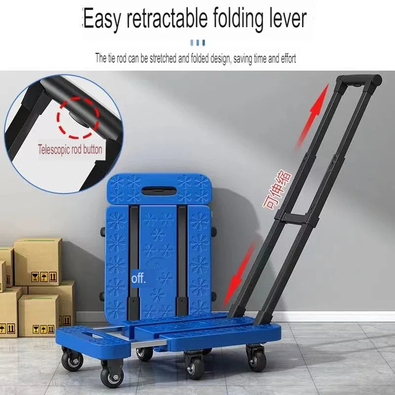 Multifunctional Telescopic Hand Cart with Folding Luggage Rod