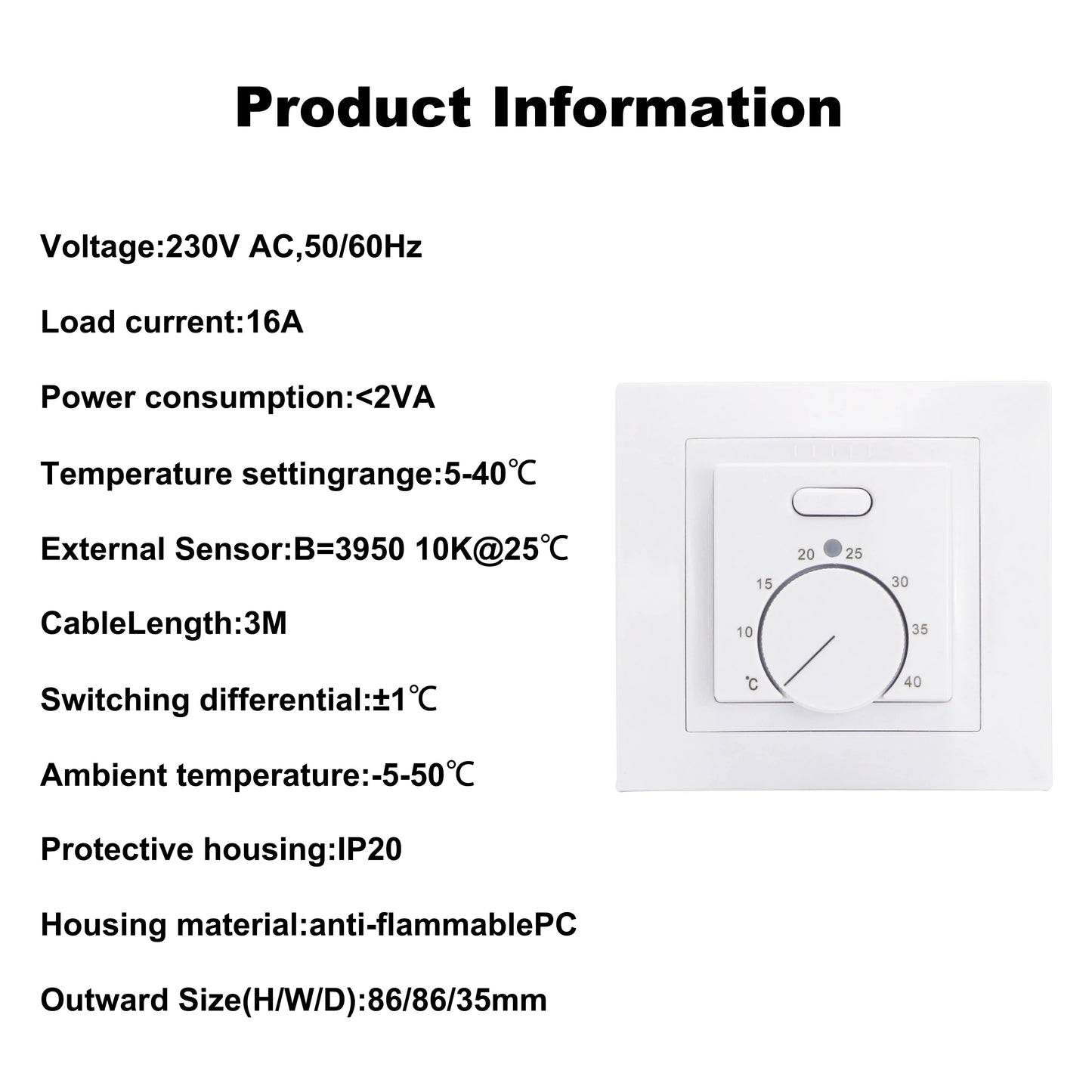 MINCO HEAT Electric MK05 Room Thermostat