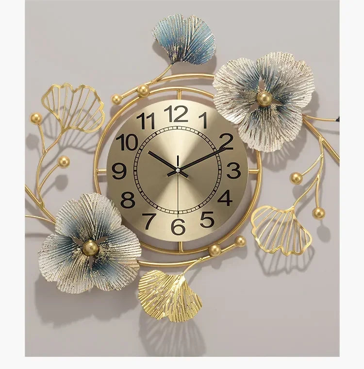 Luxurious Gold Iron Wall Clock - Creative Living Room Decor