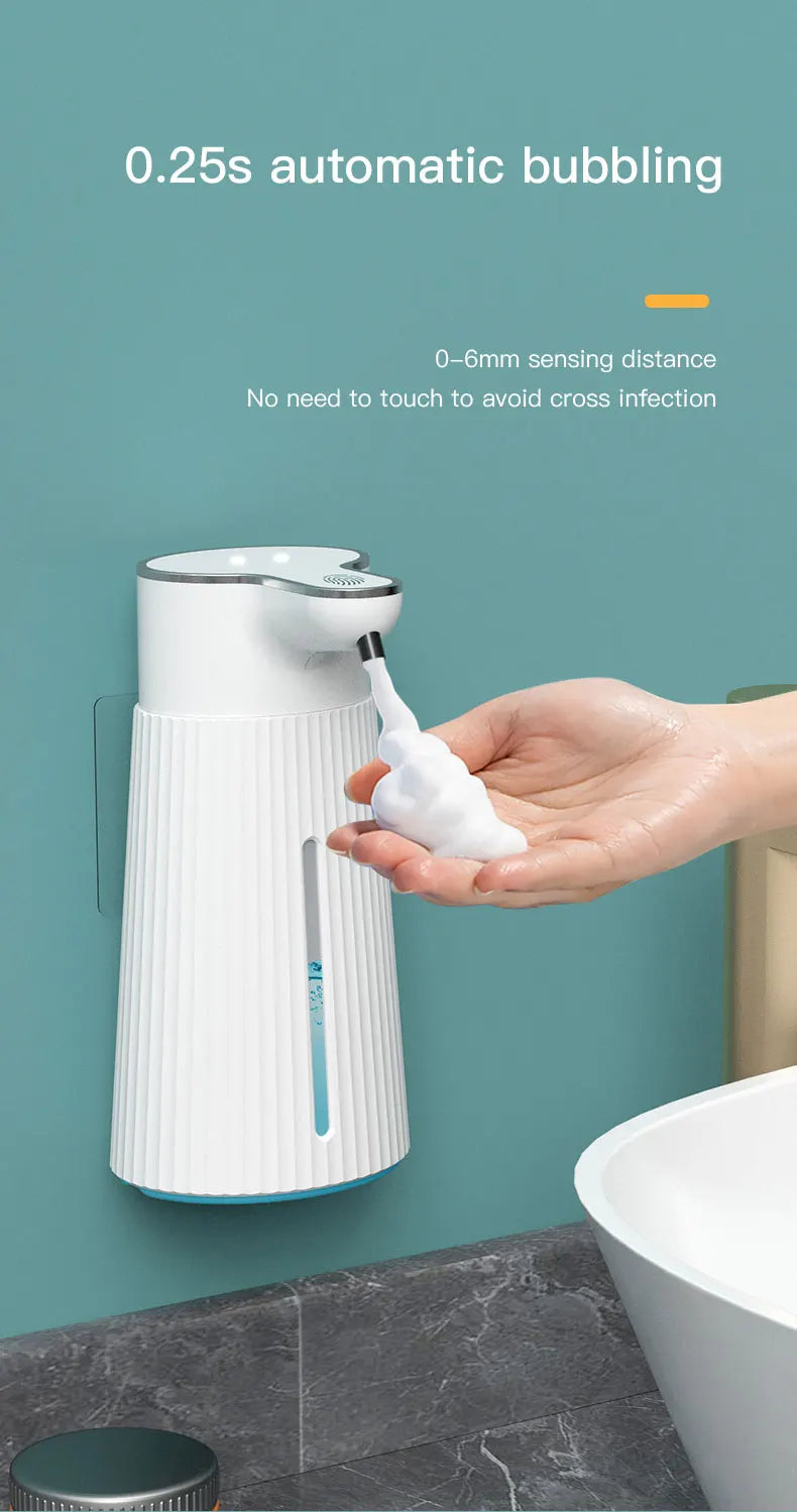 400ml Automatic Foam Soap Dispensers Bathroom Smart Washing Hand Machine with USB Charging White High Quality ABS Material