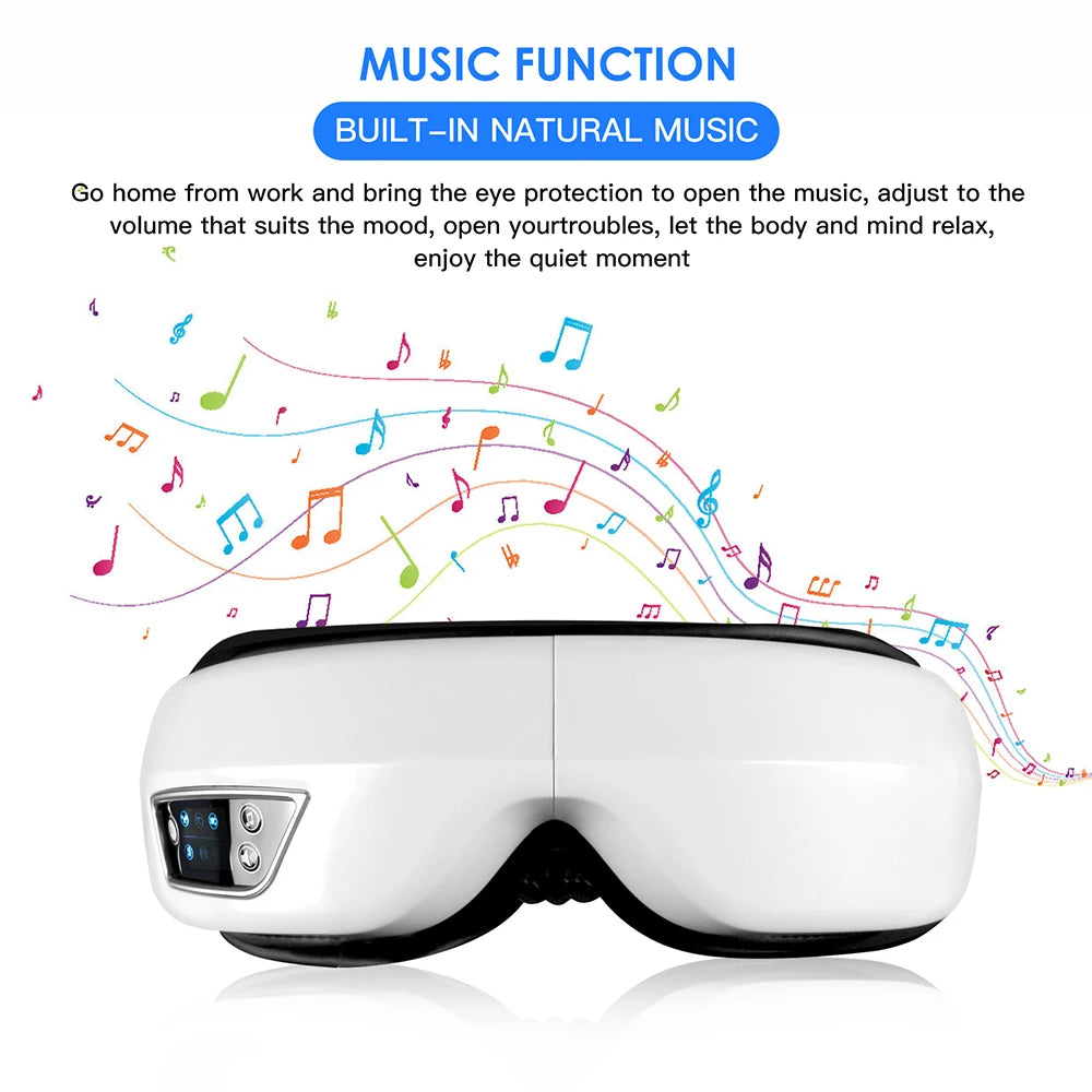 Eye Massager 6D Smart Airbag Vibration Eye Care Music Eye Mask Hot Compress Bluetooth Massage Anti-Winkle