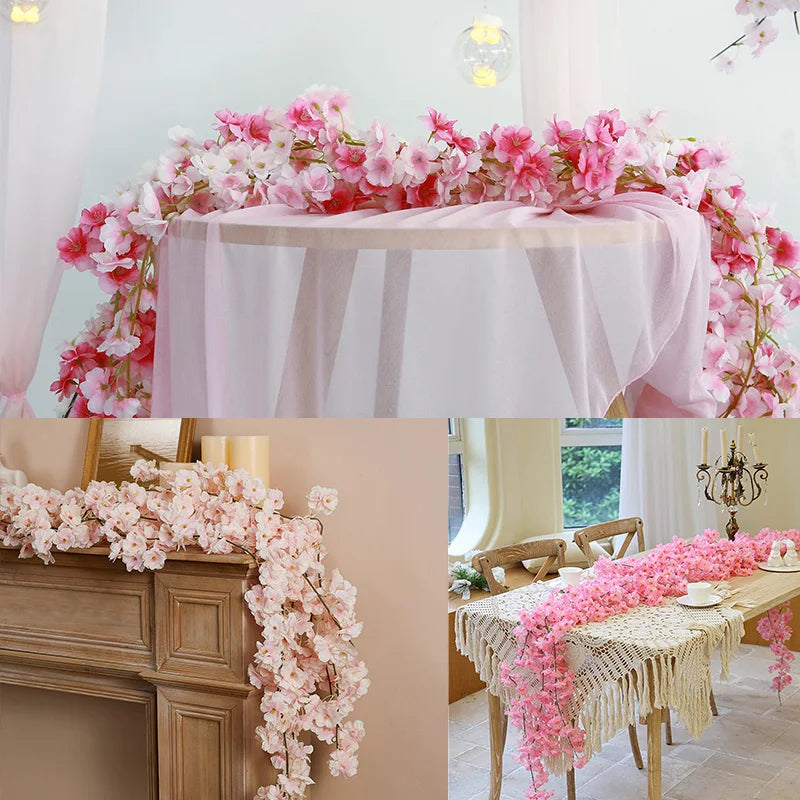 Pink Sakura Artificial Flower Garland - Elegant Garden Arch Decor