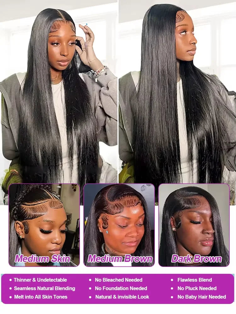 Brazilian 30 40 Inch 13x6 Tranparent Lace Frontal Wig Human Hair 250% Density Bone Straight 13x4 HD Lace Front Human Hair Wigs
