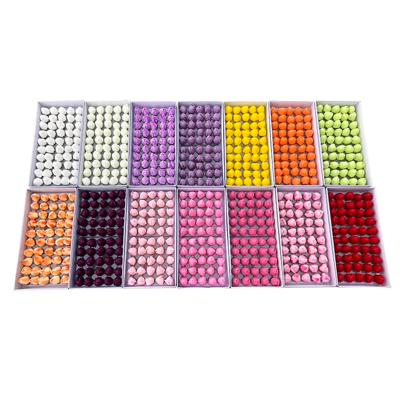 50pcs/Box Dia 4cm Soap Tulip Flowers Heads DIY Bouquet Soap Flower Gift Box Making Birthday Gift Artificial Flower Accessories