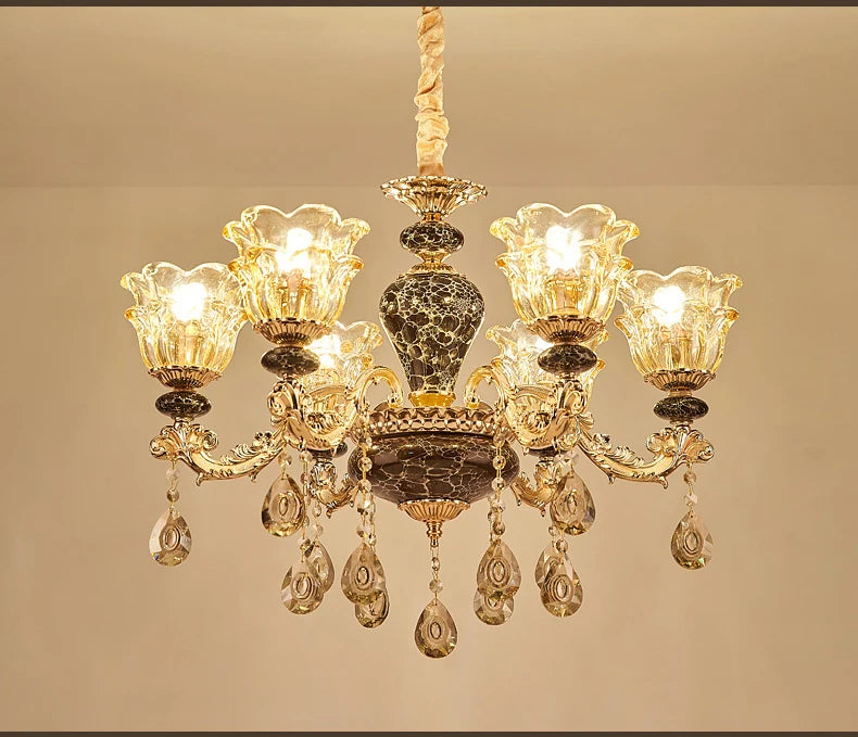 Crystal Chandelier & Ceramic Lamps