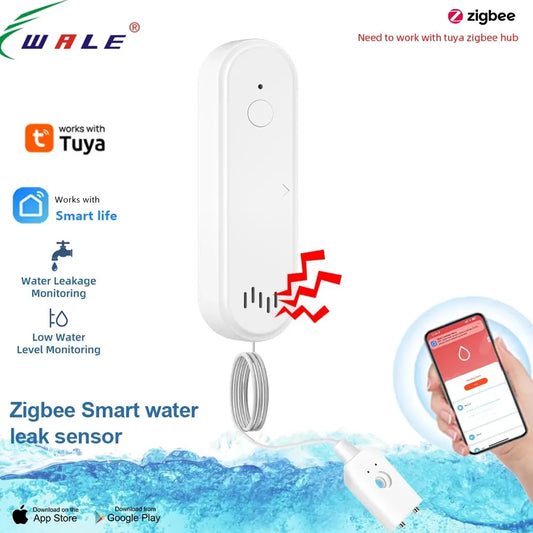 WALE Tuya ZigBee Water Leak Sensor Flood Leakage Alarm Smart Home Automation Residential Security Protection Smart Life