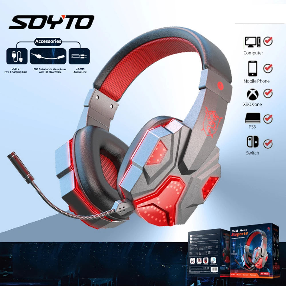 Bluetooth 5.1 HiFi Gaming Headsets Gamer Low latency Wireless Headphones With Noise Cancelling Microphone Wired Earphone Phone