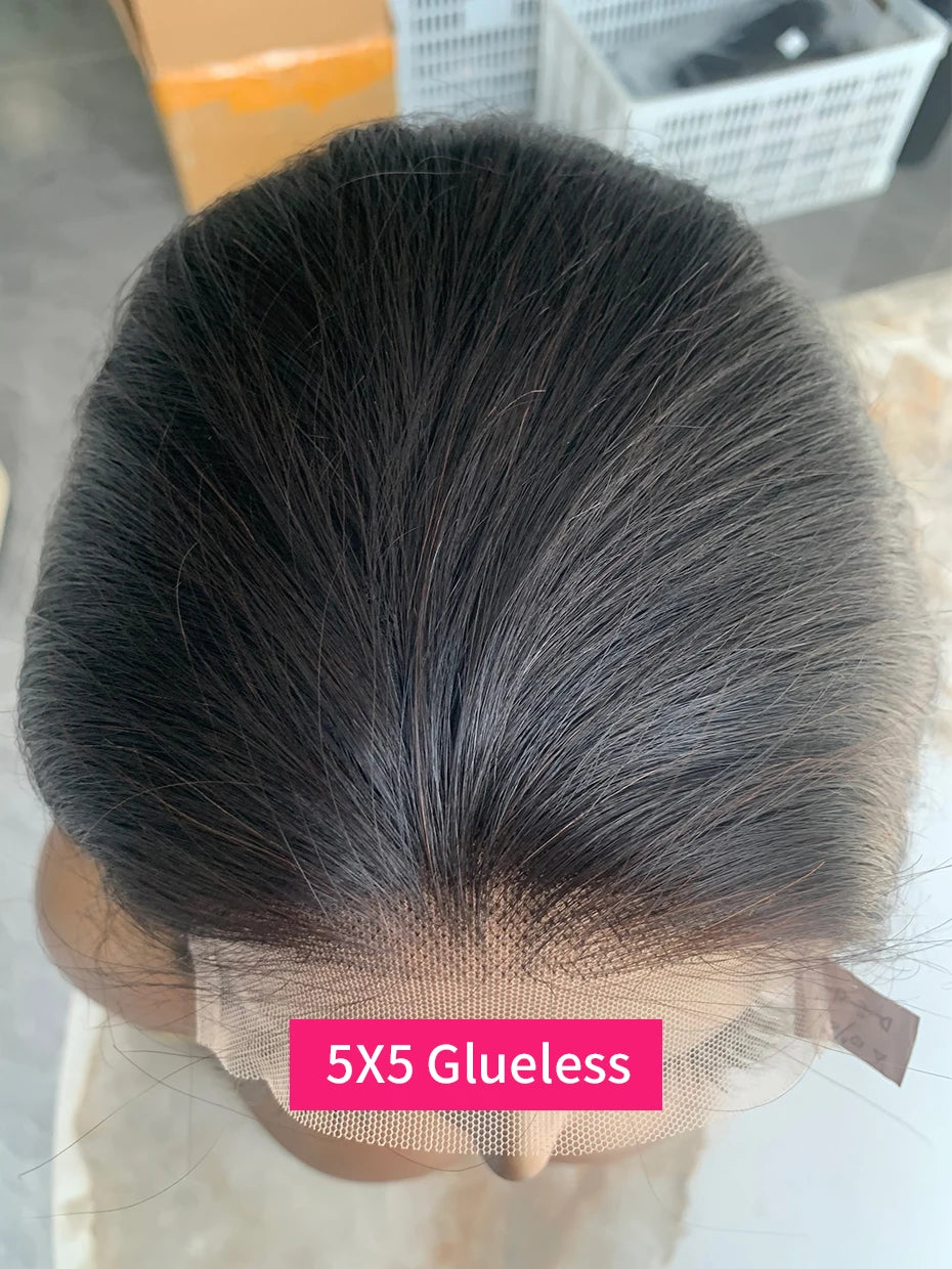 5x5 Glueless Vietnamese Human Hair Wig Double Drown Short Bob Lace Front Human Hair Wigs Ready to Wear Natural Black Color 250%