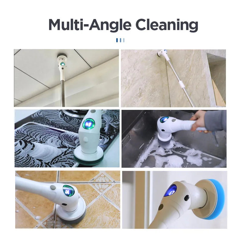 Multifunctional Electric Cleaning Brush 8-in-1 Household Cleaning Brush Bathroom Cleaning Toilet Cleaning With LED Night Ligh
