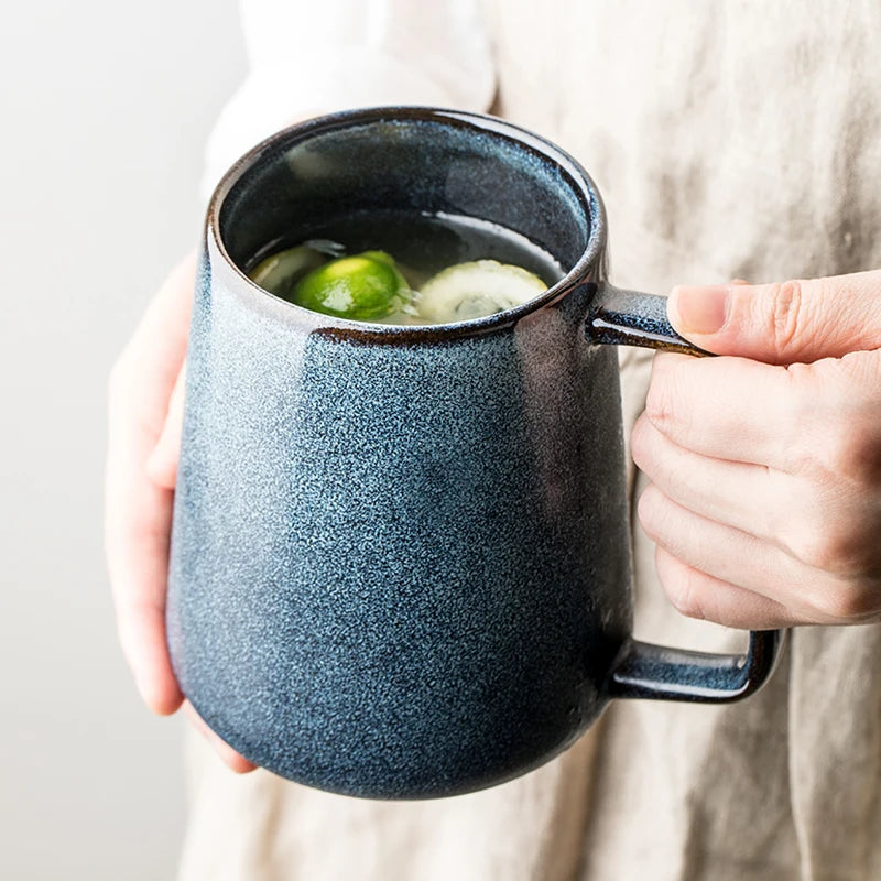 EWAYS 700ml Europe Retro Ceramic Mug with Spoon