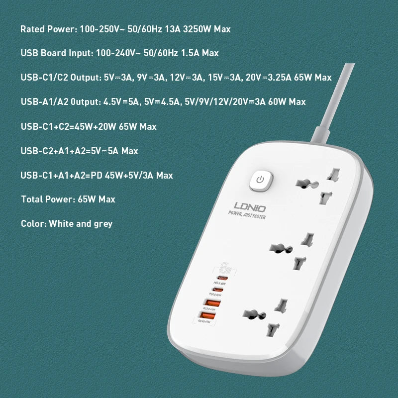 Universal Power Surge Protected USB Charging Strip