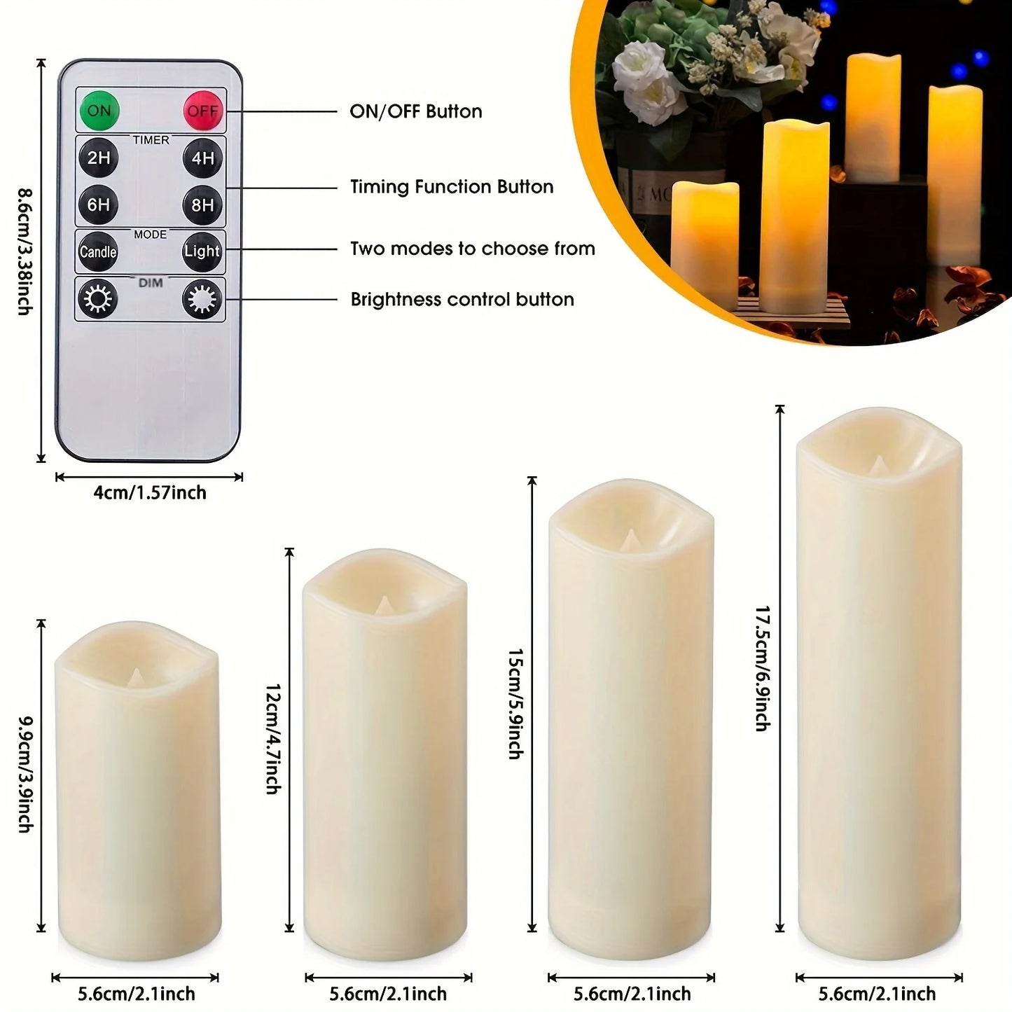 Remote-Controlled Waterproof Flameless Candle Set