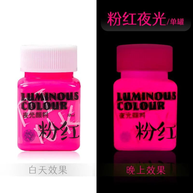 Fluorescent Glow‑in‑the‑Dark Acrylic Paint Set for Canvas, Décor & Neon Art