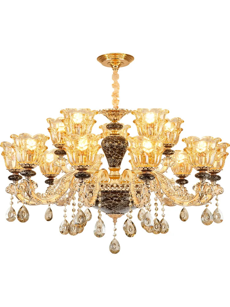 Crystal Chandelier & Ceramic Lamps