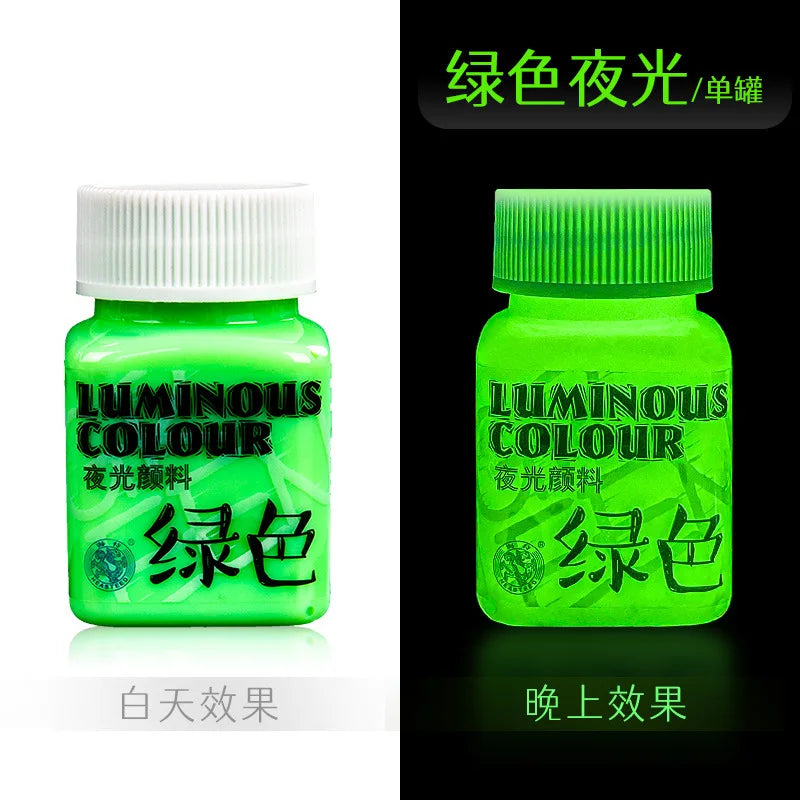 Fluorescent Glow‑in‑the‑Dark Acrylic Paint Set for Canvas, Décor & Neon Art
