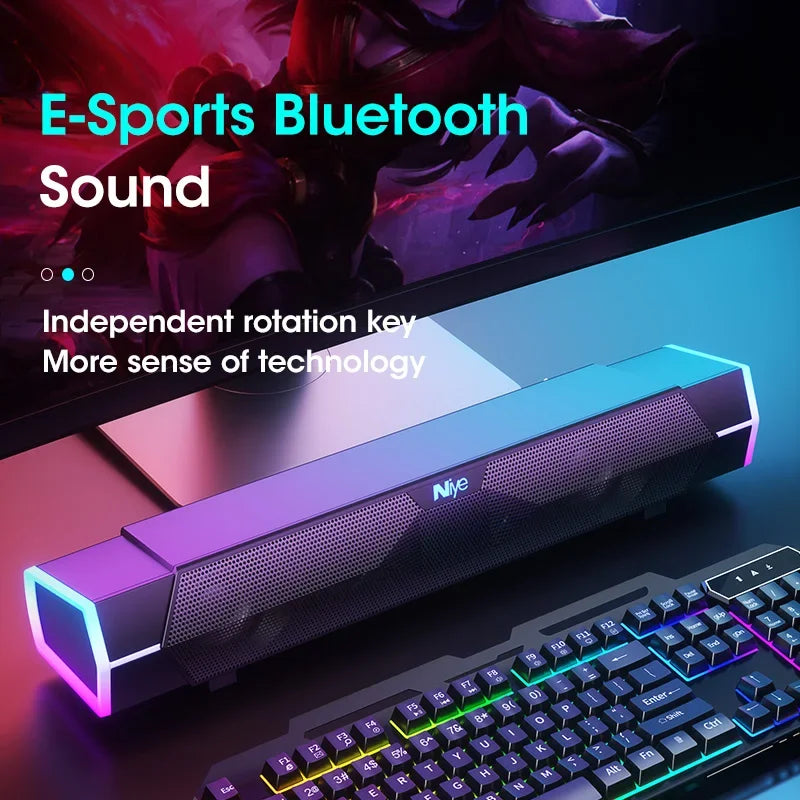 4D Surround Soundbar for Laptop and PC - Bluetooth 5.0 Stereo Subwoofer