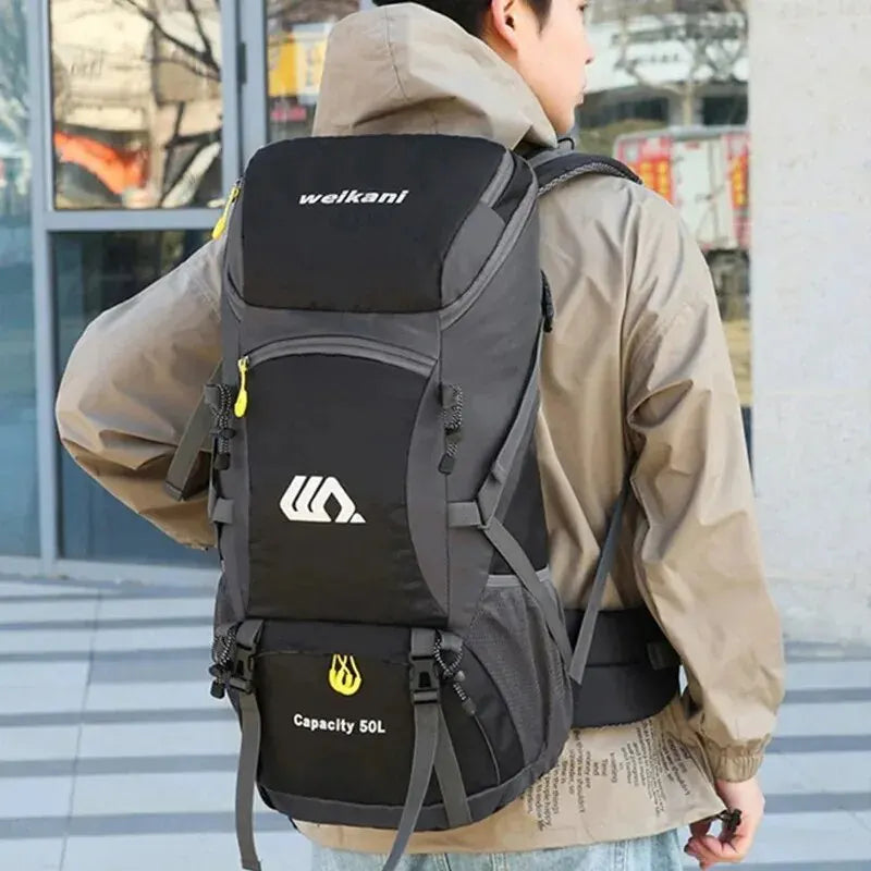 50L waterproof quality nylon large capacity camping hiking backpack