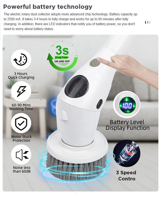 Multifunctional Electric Cleaning Brush 8-in-1 Household Cleaning Brush Bathroom Cleaning Toilet Cleaning With LED Night Ligh