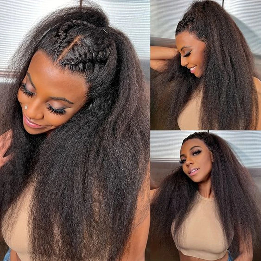 Kinky Curly 100 Human Hair Wigs 13x6 Half Kinky Straight Hd Lace Front Wig Frontal Raw Closure Multi parting Vietnamese Melt Ski